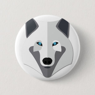 Cartoon-weißer Wolf-Kopf Button