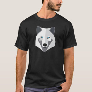 Cartoon-weißer Wolf-Kopf T-Shirt
