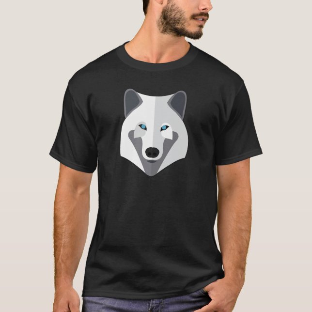 Cartoon-weißer Wolf-Kopf T-Shirt (Vorderseite)