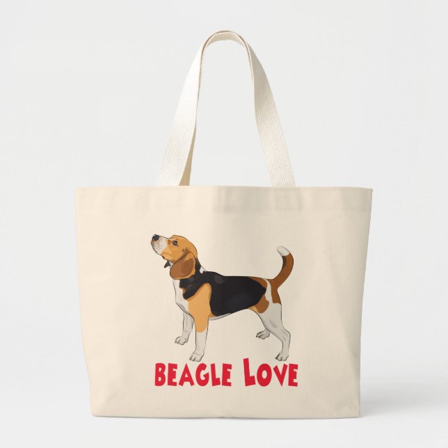 Cartoon Welpen Hund Lover Niedlicher Beagle Große  Jumbo Stoffbeutel (Vorne)