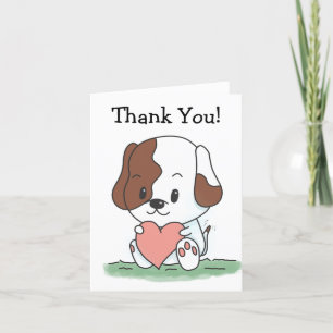 Cartoon Welpen Hund mit einem Herz Vielen Dank Dankeskarte