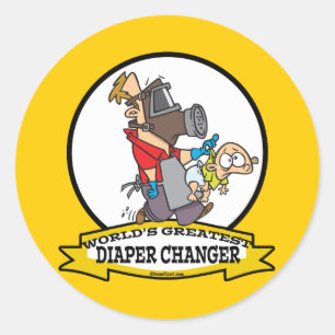 CARTOON weltbester DIAPER-VATER Runder Aufkleber