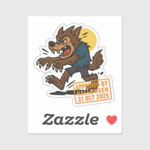 Cartoon Werewolf - von Halloween genehmigt Aufkleber