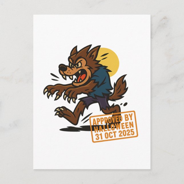 Cartoon Werewolf - von Halloween genehmigt Postkarte (Vorderseite)