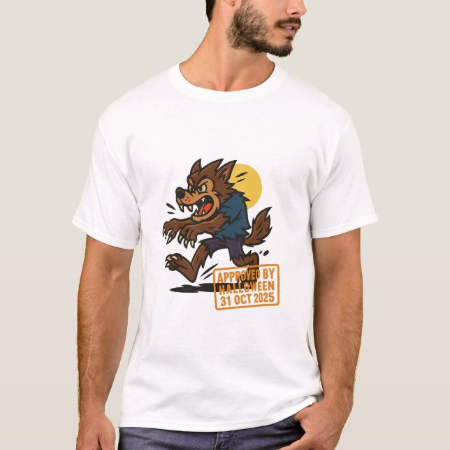 Cartoon Werewolf - von Halloween genehmigt T-Shirt (Vorderseite)