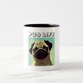Cartoon Wertvoll und Adorable Mops Shot Zweifarbige Tasse