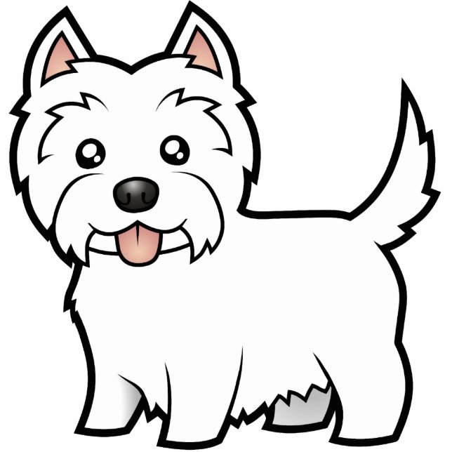 Cartoon-Westhochland-weißer Terrier Fotoskulptur Magnet (Vorne)