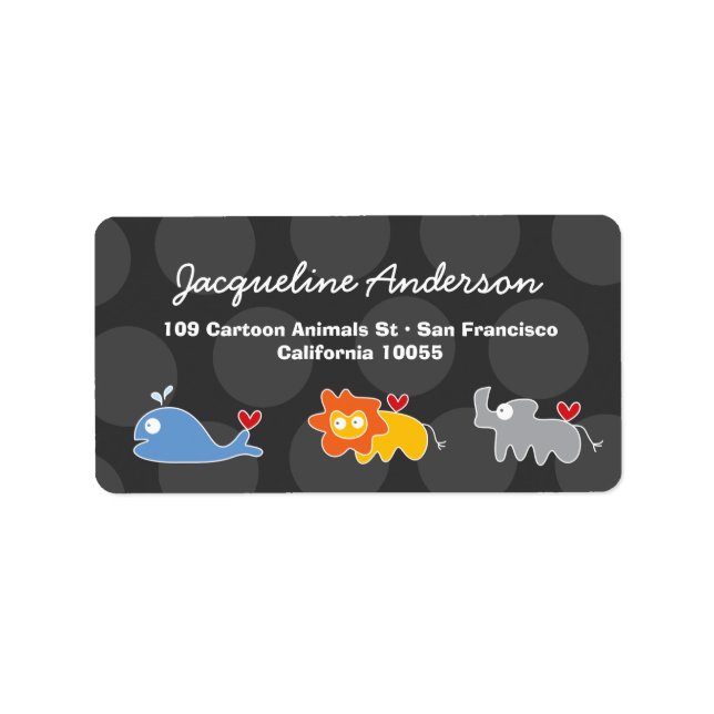 Cartoon Whale Lion Rhinoceros Adressenmarken Adressaufkleber (Vorne)