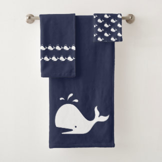 Cartoon Whale Ocean Blue Badhandtuch Set