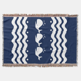 Cartoon White WHALE auf dunkelblau Decke