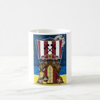 Cartoon-Wikinger Krieger und Longship Kaffeetasse