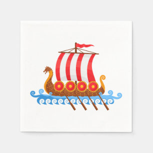 Cartoon-Wikinger-Schiff Serviette