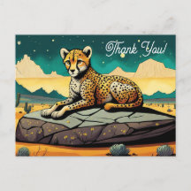 Cartoon Wild Leopard in der Wüste Vielen Dank