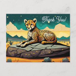 Cartoon Wild Leopard in der Wüste Vielen Dank Postkarte