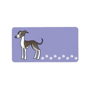 Cartoon-Windhund/Whippet/italienischer Windhund Adressaufkleber