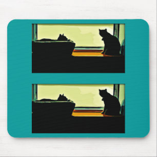 Cartoon Window Kätzchen Mousepad