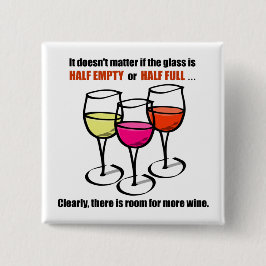 Cartoon Wine Glasses Glass Halb leere Spaß Wein Button