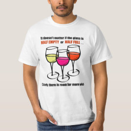 Cartoon Wine Glasses Glass Halb leere Spaß Wein T-Shirt