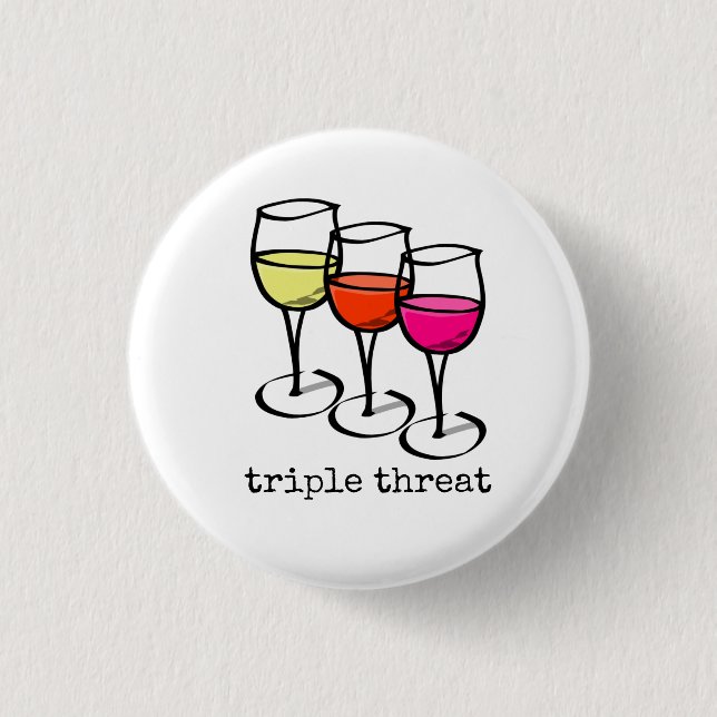 Cartoon Wine Glasses Triple Bedrohung Weinkultur u Button (Vorderseite)