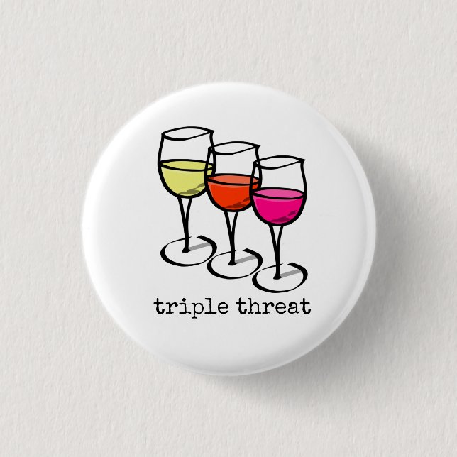 Cartoon Wine Glasses Triple Bedrohung Weinkultur u Button (Vorderseite)