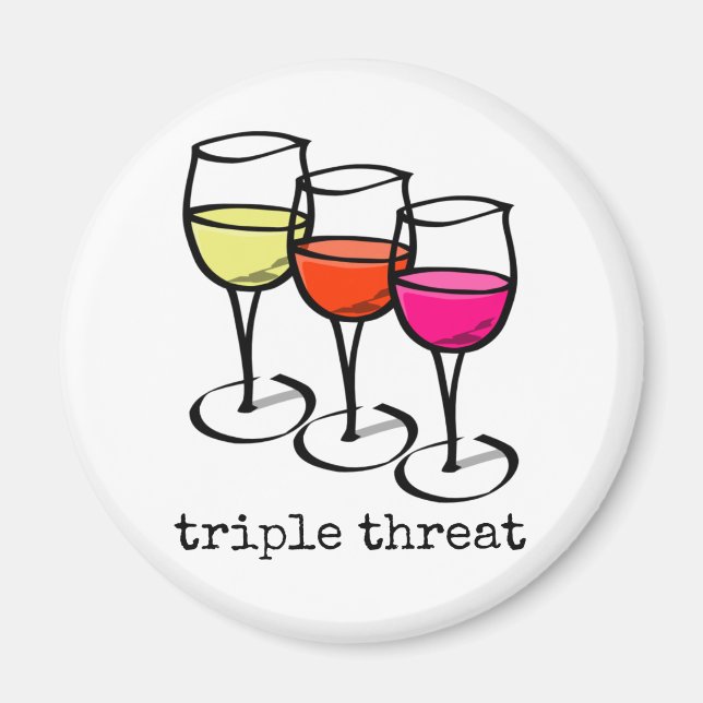 Cartoon Wine Glasses Triple Bedrohung Weinkultur u Magnet (Vorne)