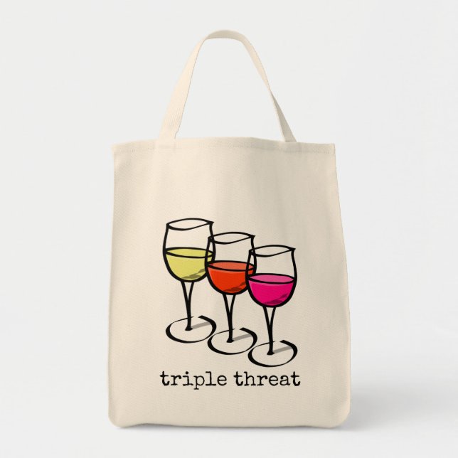 Cartoon Wine Glasses Triple Bedrohung Weinkultur u Tragetasche (Vorne)