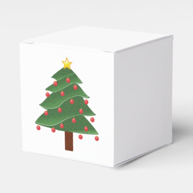Cartoon Winter Weihnachtsbaum mit Ornamenten Geschenkschachtel (Vorderseite)