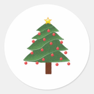 Cartoon Winter Weihnachtsbaum mit Ornamenten Runder Aufkleber