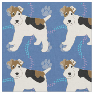 Cartoon Wire Fox Terrier Stoff