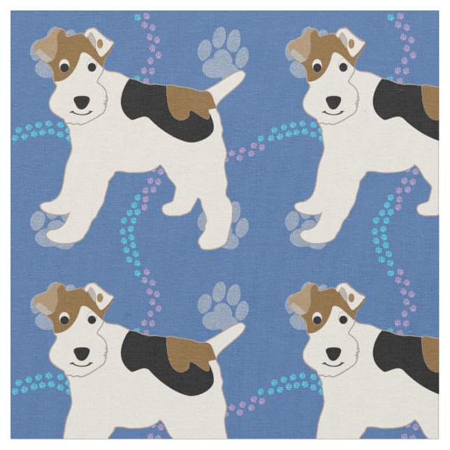 Cartoon Wire Fox Terrier Stoff (Nahaufnahme)