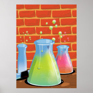 Cartoon-Wissenschaftsexperimente Poster