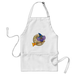 Cartoon Wizard Owl Flying on Broom Schürze