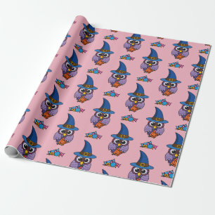 Cartoon Wizard Owl Muster Geschenkpapier
