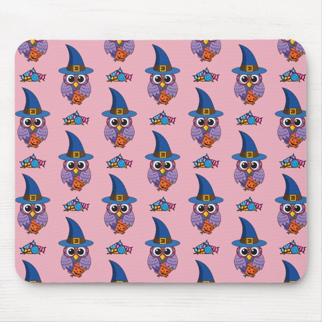 Cartoon Wizard Owl Muster Mousepad (Vorne)
