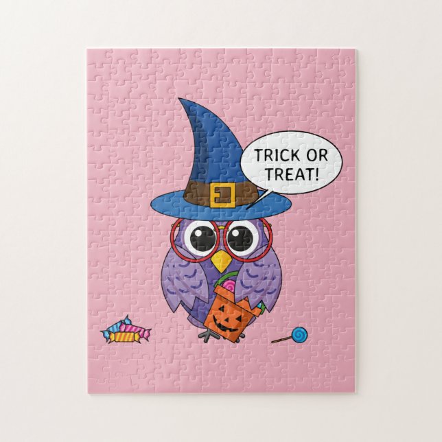 Cartoon Wizard Owl - Trick oder Treten (Vertikal)