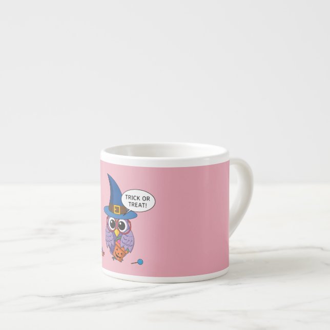 Cartoon Wizard Owl - Trick oder Treten Espressotasse (Vorderseite Rechts)
