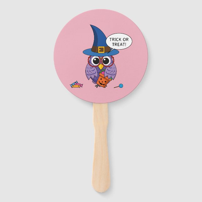 Cartoon Wizard Owl - Trick oder Treten Fächer (Vorderseite)