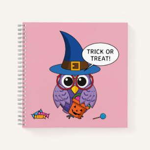 Cartoon Wizard Owl - Trick oder Treten Notizbuch