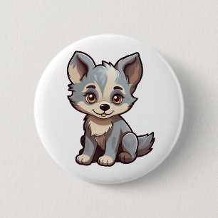 Cartoon Wolf-Abbildung Button