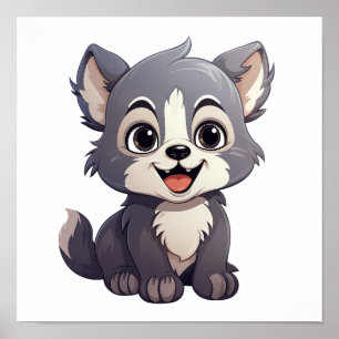 Cartoon Wolf-Abbildung Poster