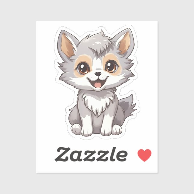 Cartoon Wolf Aufkleber (Blatt)