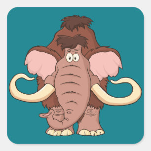 Cartoon-wolliges Mammut Quadratischer Aufkleber
