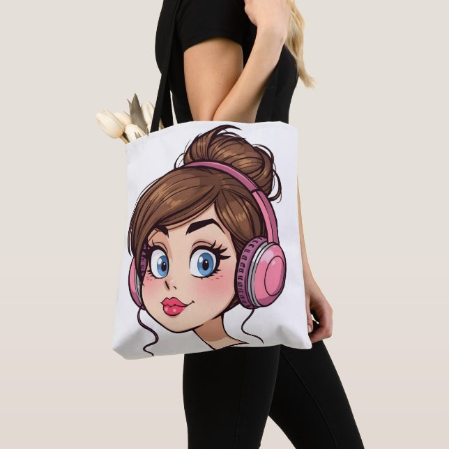 Cartoon Woman Tote Tasche (Von Nahem)