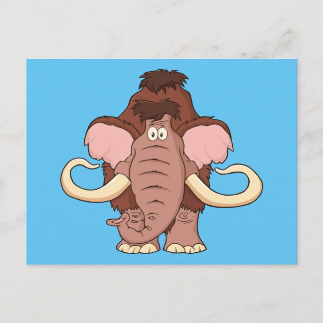 Cartoon Woolly Mammoth Postkarte (Vorderseite)