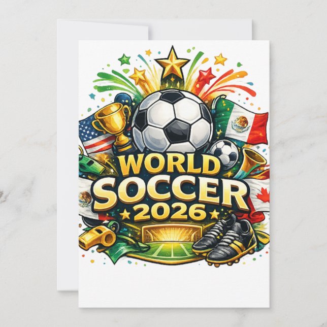 Cartoon World Soccer 2026 T-Shirt Design – Fun Foo Einladung (Vorderseite)