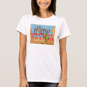 Cartoon-Wüsten-Vintage Reise Reno Nevada T-Shirt