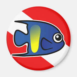 Cartoon Yellowbar Angelfish-Tauchen-Flagge Magnet