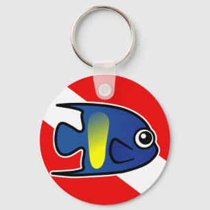 Cartoon Yellowbar Angelfish-Tauchen-Flagge Schlüsselanhänger