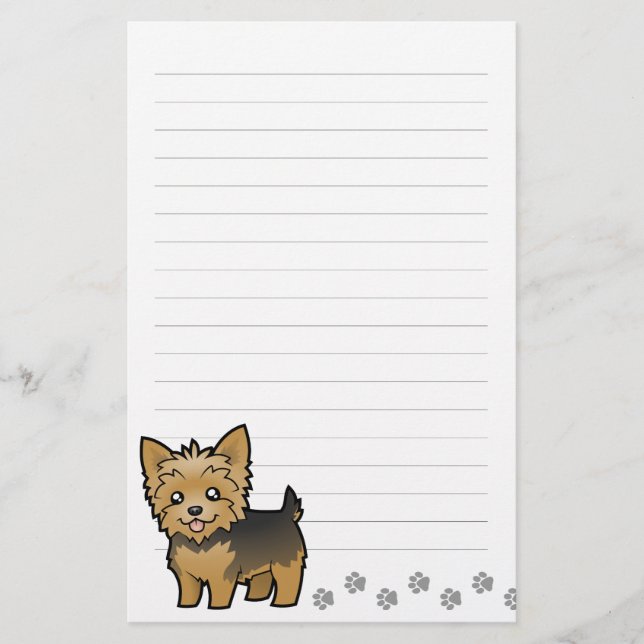 Cartoon-Yorkshire-Terrier (kurzes Haar kein Bogen) Briefpapier (Vorderseite)