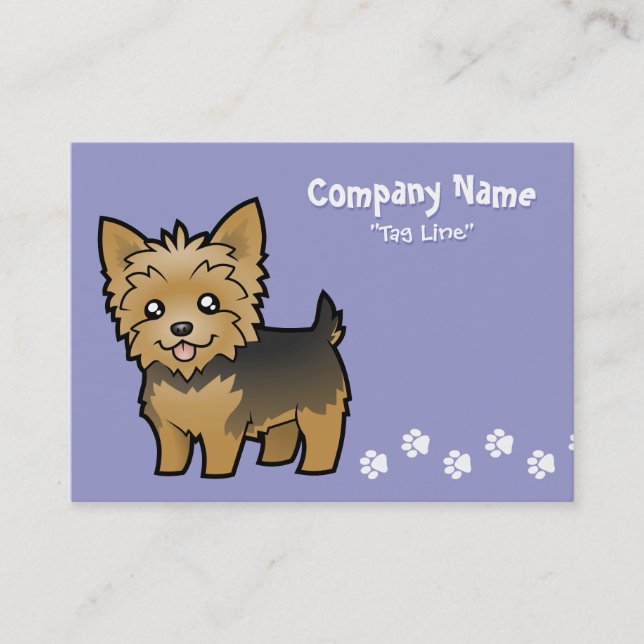 Cartoon-Yorkshire-Terrier (kurzes Haar kein Bogen) Visitenkarte (Vorderseite)